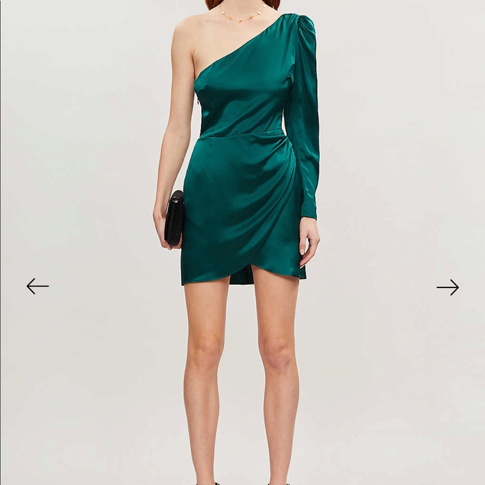 Reformation Green One-Shoulder Dress